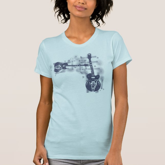 Guitar Graphic 2 Blue T-Shirt (Front)