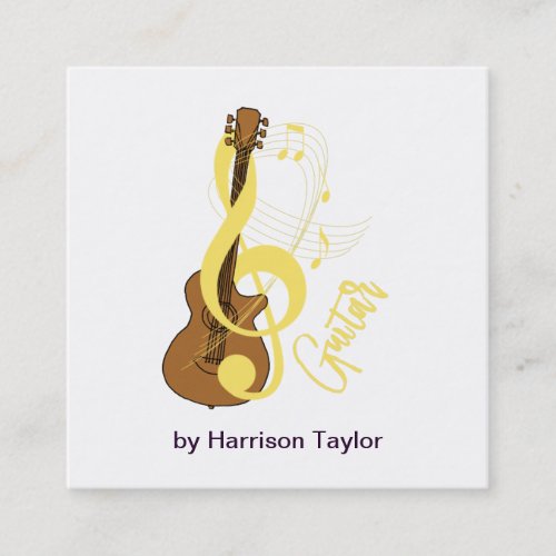Guitar Graphic Musician Music Theme Square Business Card