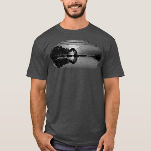 Guitar Gray Sky rees City Lake Reflection Special  T_Shirt