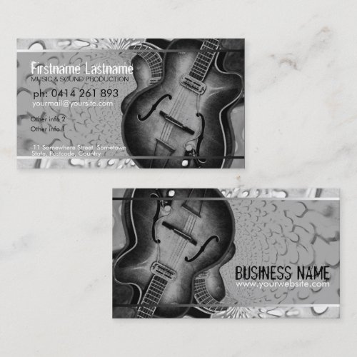 GUITAR Grey Black Music Business card
