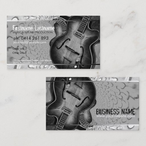 Customizable GUITAR Grey Black Music Business card