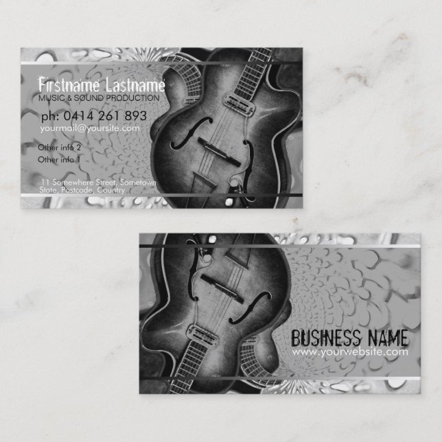 GUITAR Grey Black Music Business card (Front/Back)