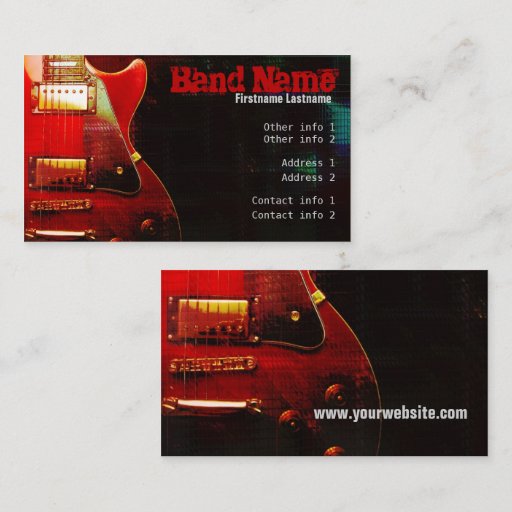 Customizable GUITAR "GrungeRed" Business card