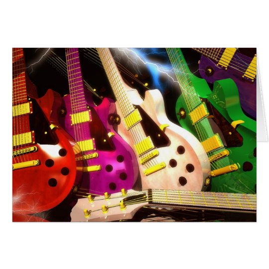 guitar, guitars, electric,lightning,rock,music, card