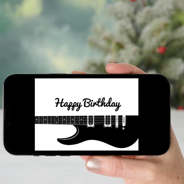 Guitar Happy Birthday Holiday Card (Front Digital)