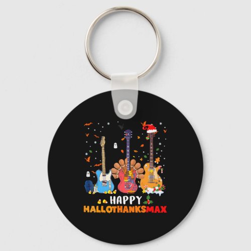 Guitar Happy Hallothanksmas Halloween Keychain