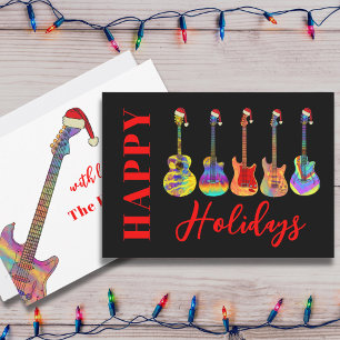 Guitar Happy Holidays Colorful Holiday Card