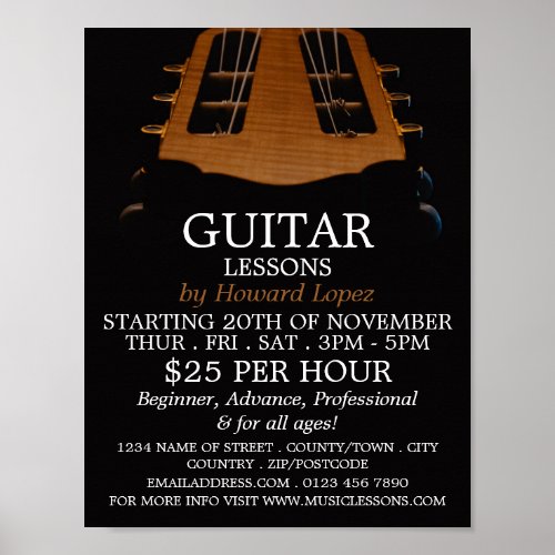 Guitar Head Guitar Lessons Advertising Poster
