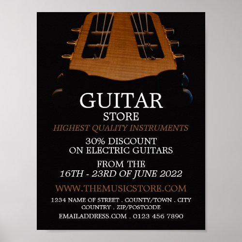 Guitar Head Musical Instrument Store Poster
