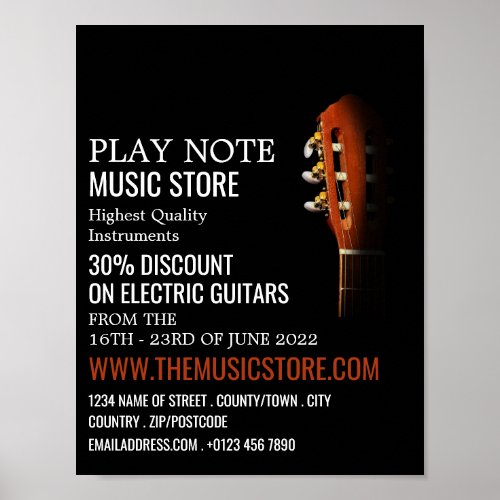 Guitar Head Musical Instrument Store Poster