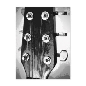 Guitar Head Strings Tuning Pegs Artsy Black White Postcard