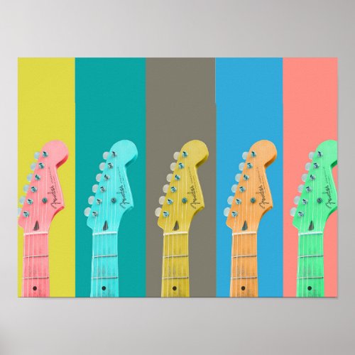 Guitar Heads Color Block Poster