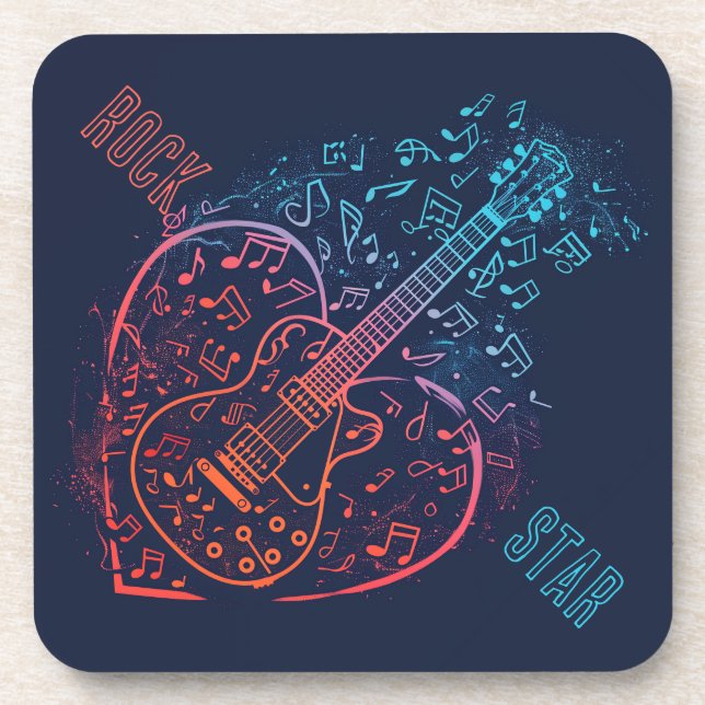 Guitar Heart Beverage Coaster (Front)