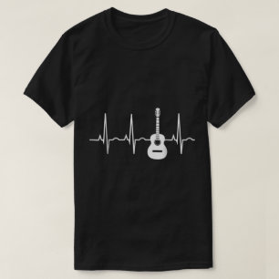 Guitar Heartbeat Line Music Lover Design T-Shirt