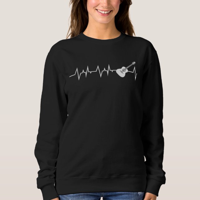 Guitar Heartbeat Musicians EKG Pulse Music Guitar  Sweatshirt (Front)