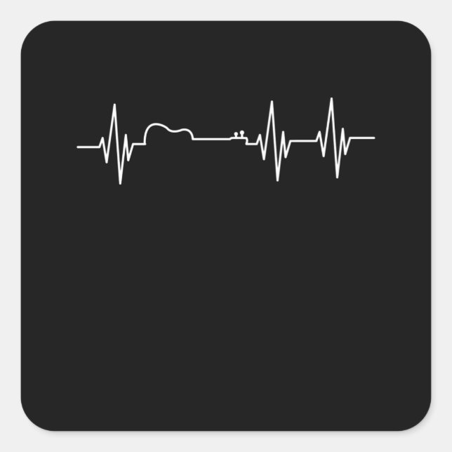 Guitar Heartbeat Pulse Make Music Square Sticker (Front)