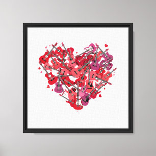 Guitar Hearts Bass Player Guitarist Valentines Day Canvas Print