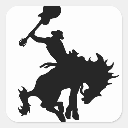 Guitar Hero rodeo cowboy on horseback Square Sticker