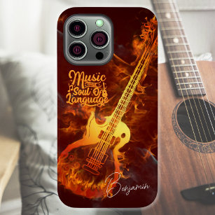 Guitar in fire   Music is the soul of language iPhone XR Case