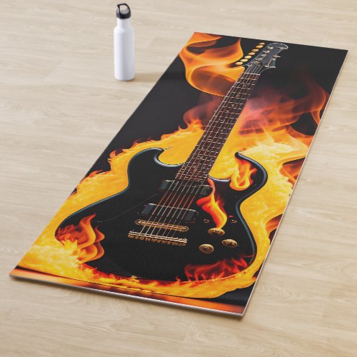 Guitar in flame Yoga Mat