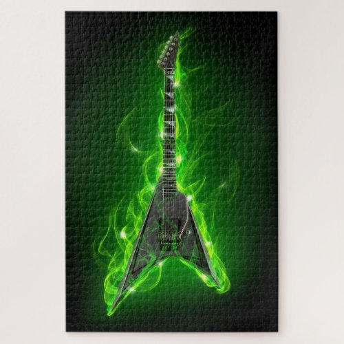 Guitar in Green Flames 1000 Puzzle