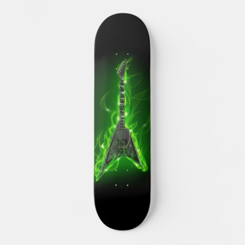 Guitar in Green Flames Skateboard