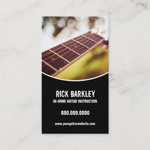 Guitar Instructor Curved Black Frame Business Card