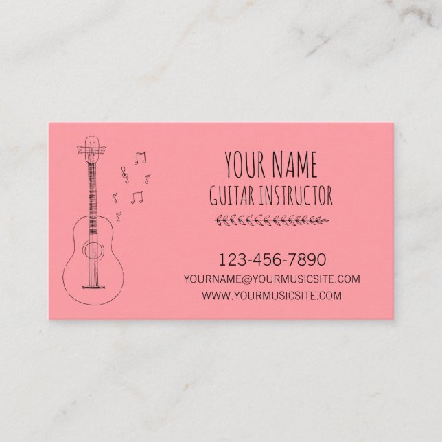 Guitar Instructor Guitarist Professional Musician Business Card (Front)
