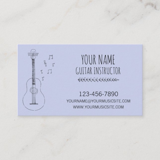 Guitar Instructor Guitarist Professional Musician Business Card (Front)