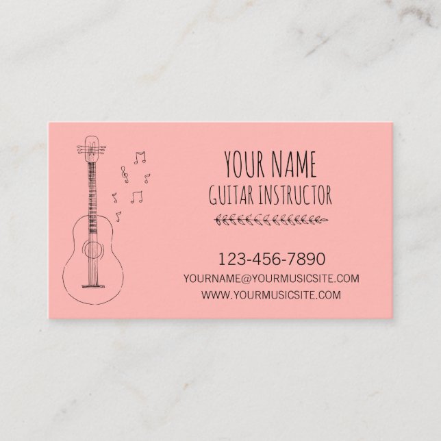 Guitar Instructor Guitarist Professional Musician Business Card (Front)