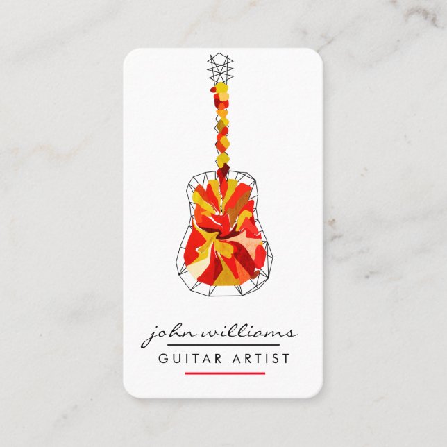 Guitar Instrument Music Teacher DJ Event Manager Business Card (Front)