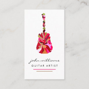 Guitar Instrument Music Teacher DJ Event Pink Business Card