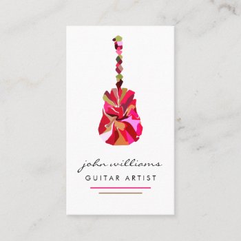 Guitar Instrument Music Teacher Dj Event Pink Business Card by tsrao100 at Zazzle