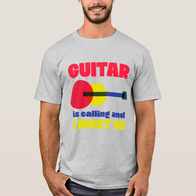 Guitar is Calling Funny Guitar Shirt for Men (Front)