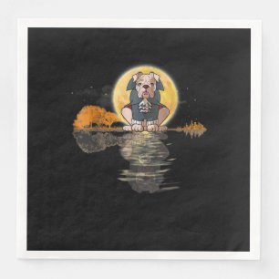 Guitar Lake Halloween Scary English Bulldog With Paper Dinner Napkins