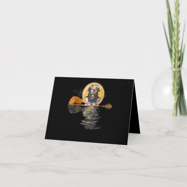 Guitar Lake Halloween Scary English Bulldog With Thank You Card (Front)