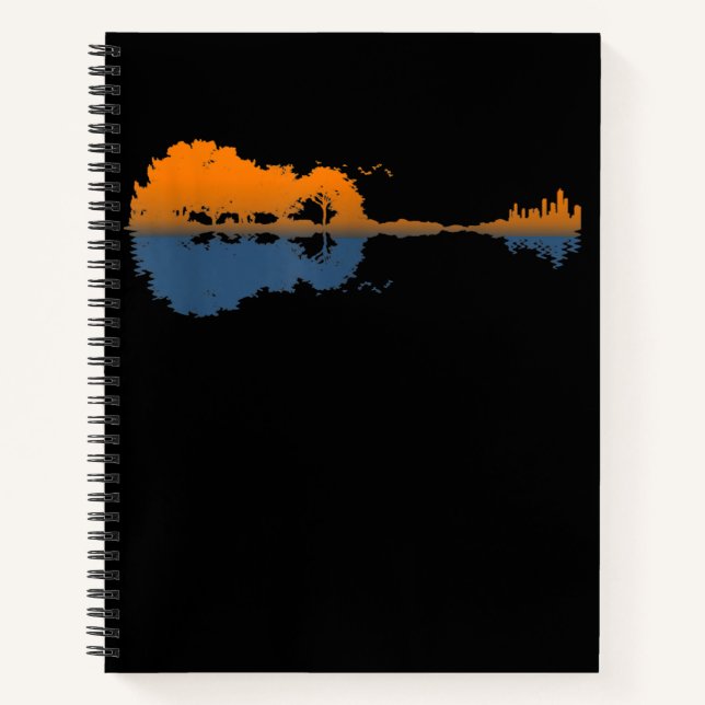 Guitar Lake Landscape Reflection Music Lovers Notebook (Front)