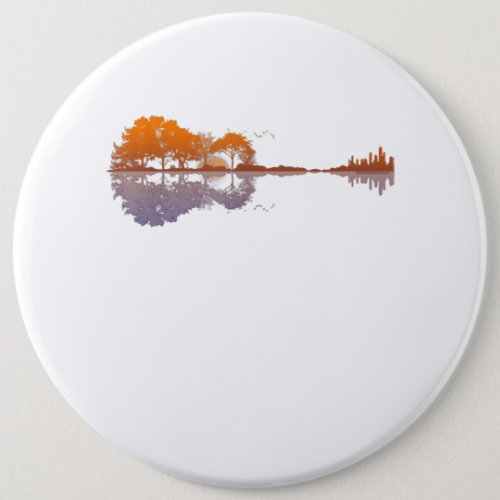 Guitar Lake Reflections Music And Guitar Lover Button
