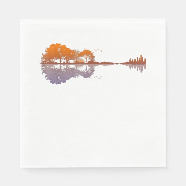 Guitar Lake Reflections Music And Guitar Lover Napkins (Front)