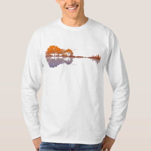 Guitar Lake Reflections Music And Guitar Lover T_Shirt