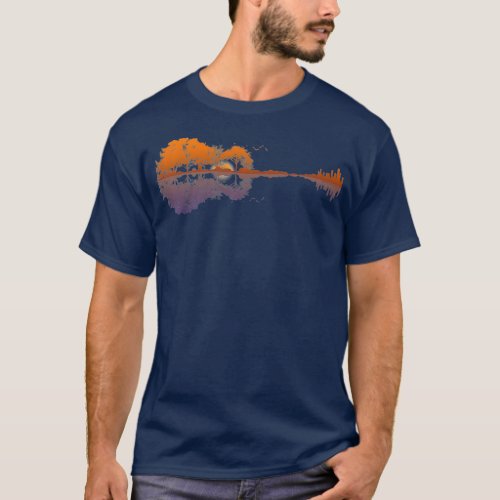 Guitar Lake Reflections Music and Guitar Lover T_Shirt