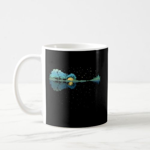 Guitar Lake Reflections Night Sky And Moon Guitar Coffee Mug