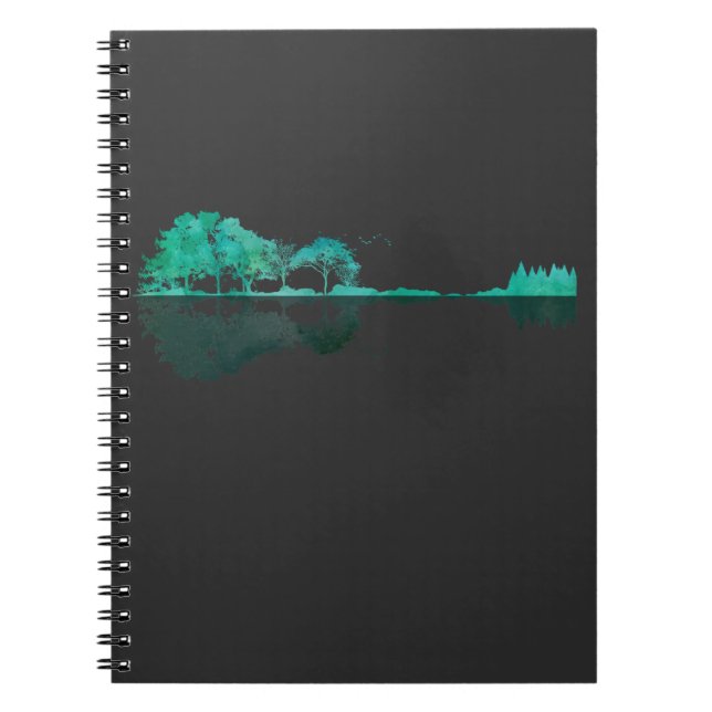 Guitar Lake Shadow Landscape Music Love Guitarist Notebook (Front)