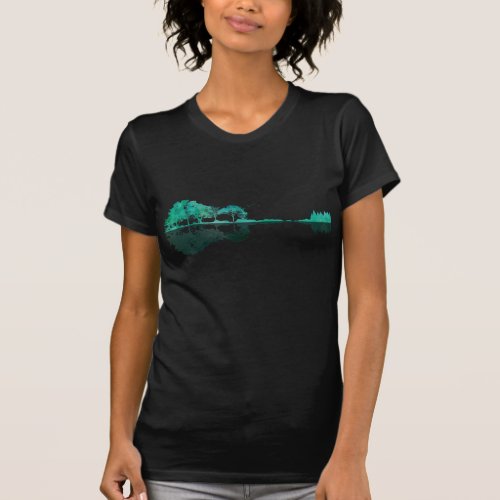 Guitar Lake Shadow Landscape Music Love Guitarist T_Shirt