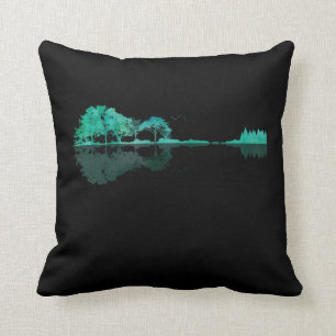 Guitar Lake Shadow Landscape Music Love Guitarist Throw Pillow