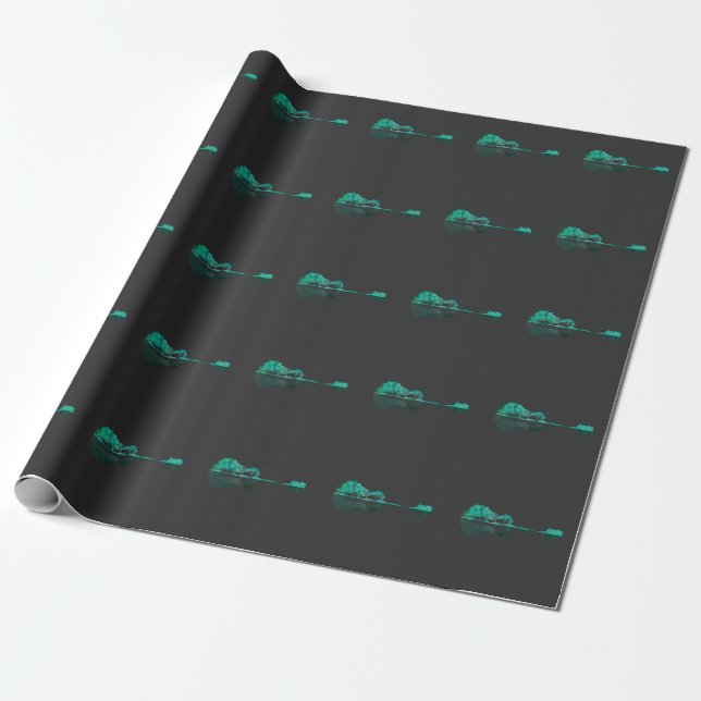 Guitar Lake Shadow Landscape Music Love Guitarist Wrapping Paper (Unrolled)