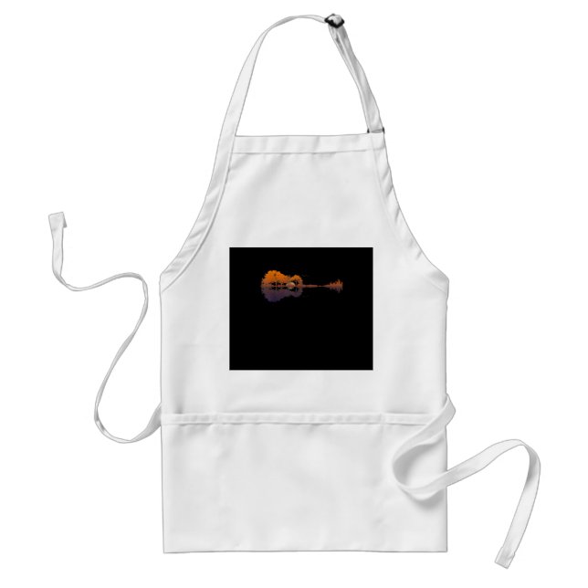 Guitar Lake Shadow Love Guitar Gift Music Lovers Adult Apron (Front)