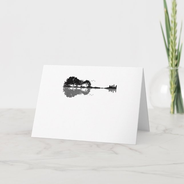 Guitar Lake Shadow Love Guitar Gift Music Lovers Card (Front)
