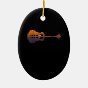 Guitar Lake Shadow Love Guitar Gift Music Lovers Ceramic Ornament