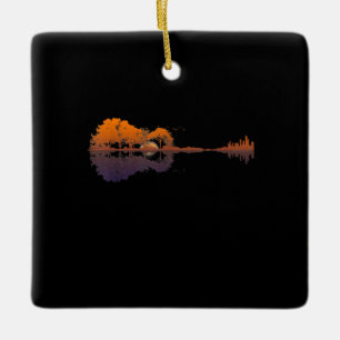 Guitar Lake Shadow Love Guitar Gift Music Lovers Ceramic Ornament